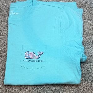 Vineyard Vines Turquoise Tee with Whale Logo